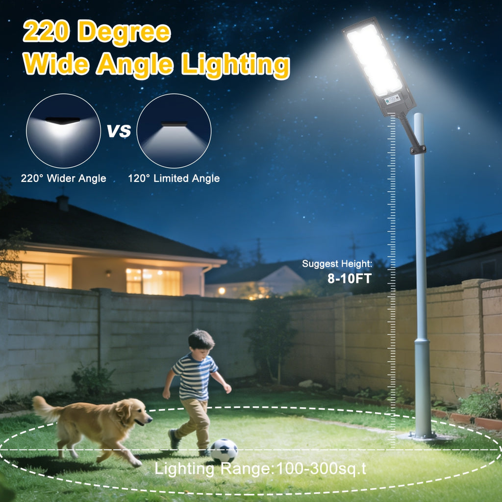 Super Bright LED Solar Street Light, Outdoor Waterproof Parking Lot Light, Garden Solar Lighting (Dusk to Dawn), Wide Angle Motion Sensor and Remote Control, Perfect for Garden, Patio and Road Lighting