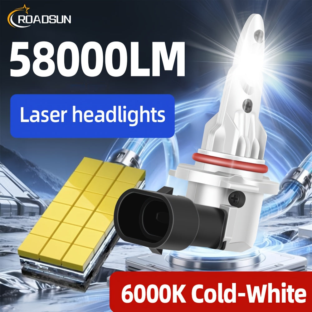 ROADSUN 2-Pack H1 H7 H11 9005/HB3 9006/HB4 High Power LED Car Headlight/Fog Light High/Low Beam Integrated Cool White 6000K 1:1 Direct Plug-in LED Headlight
