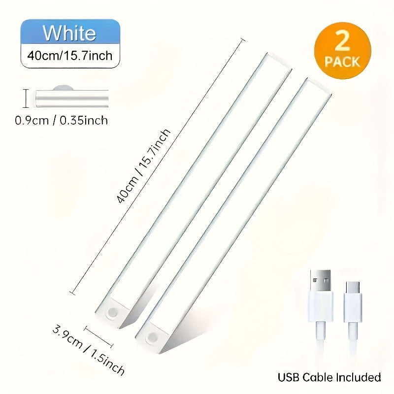 [Magnetic LED light] 2-pack rechargeable magnetic LED motion sensor light | wireless, adjustable brightness and color, cabinet light, wardrobe lighting, stylish modern design | available in 7.87in / 11.8in / 15.7in lengths