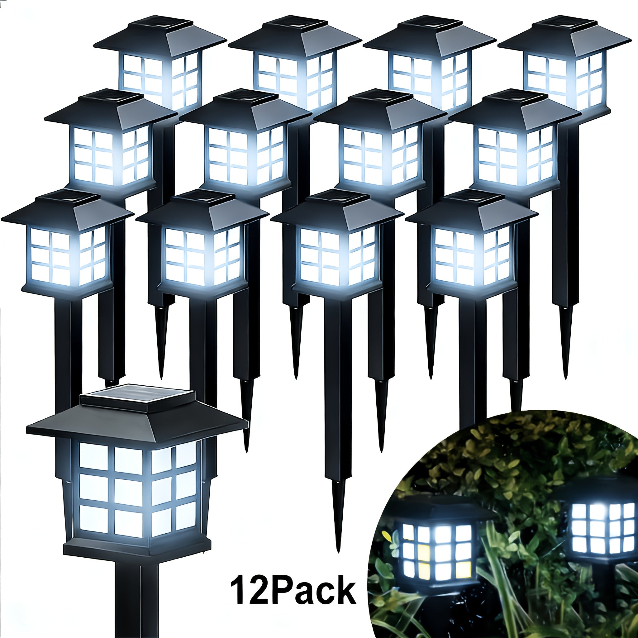 24/12-Piece Solar Outdoor Light, IP44 Street Light, LED Landscape Lighting Garden Light, Suitable for Sidewalk, Driveway, Courtyard and Lawn - Warm Light, 12-Piece Pack. Thanksgiving, Christmas and New Year Gift Decoration.