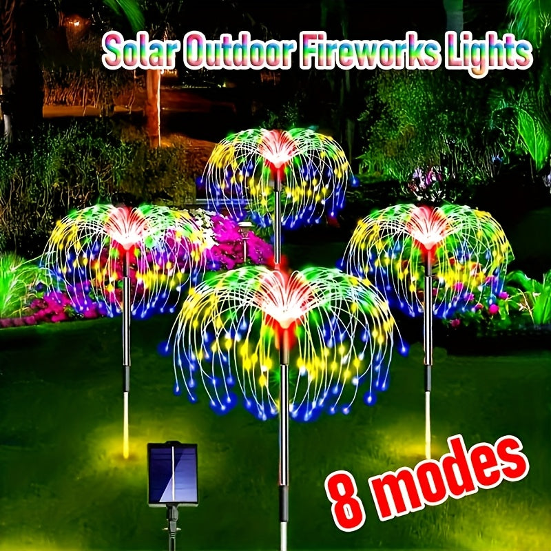 6个装 480LED，4个装 320/240LED，1个装 - 60LED 户外太阳能烟花灯，户外照明草坪灯，花园灯，8种闪烁灯光模式童话灯，适用于庭院、小路、甲板景观照明（多色，暖白）