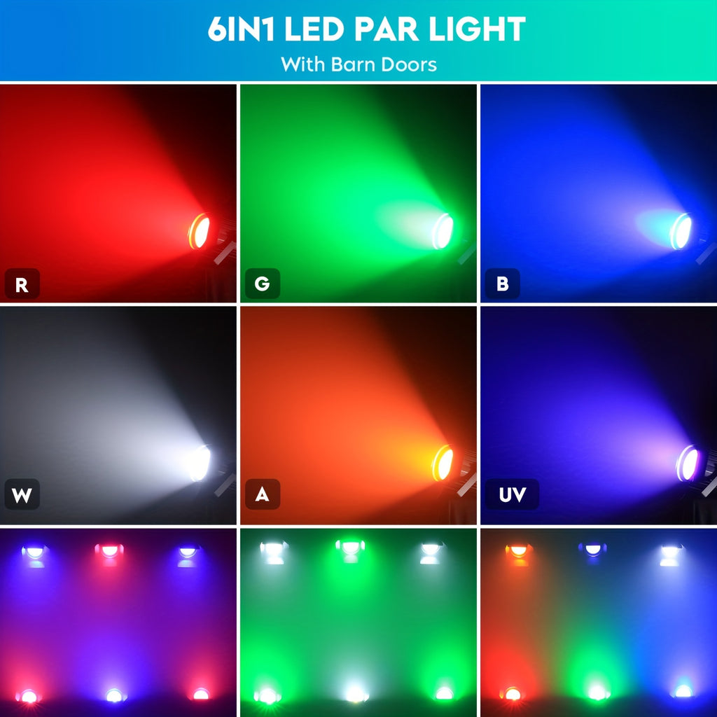 200W COB linear spotlight with barn doors, RGBWA UV 6-in-1 COB par light stage light, DMX512 sound-activated DJ light, suitable for banquet halls, wedding venues and theaters