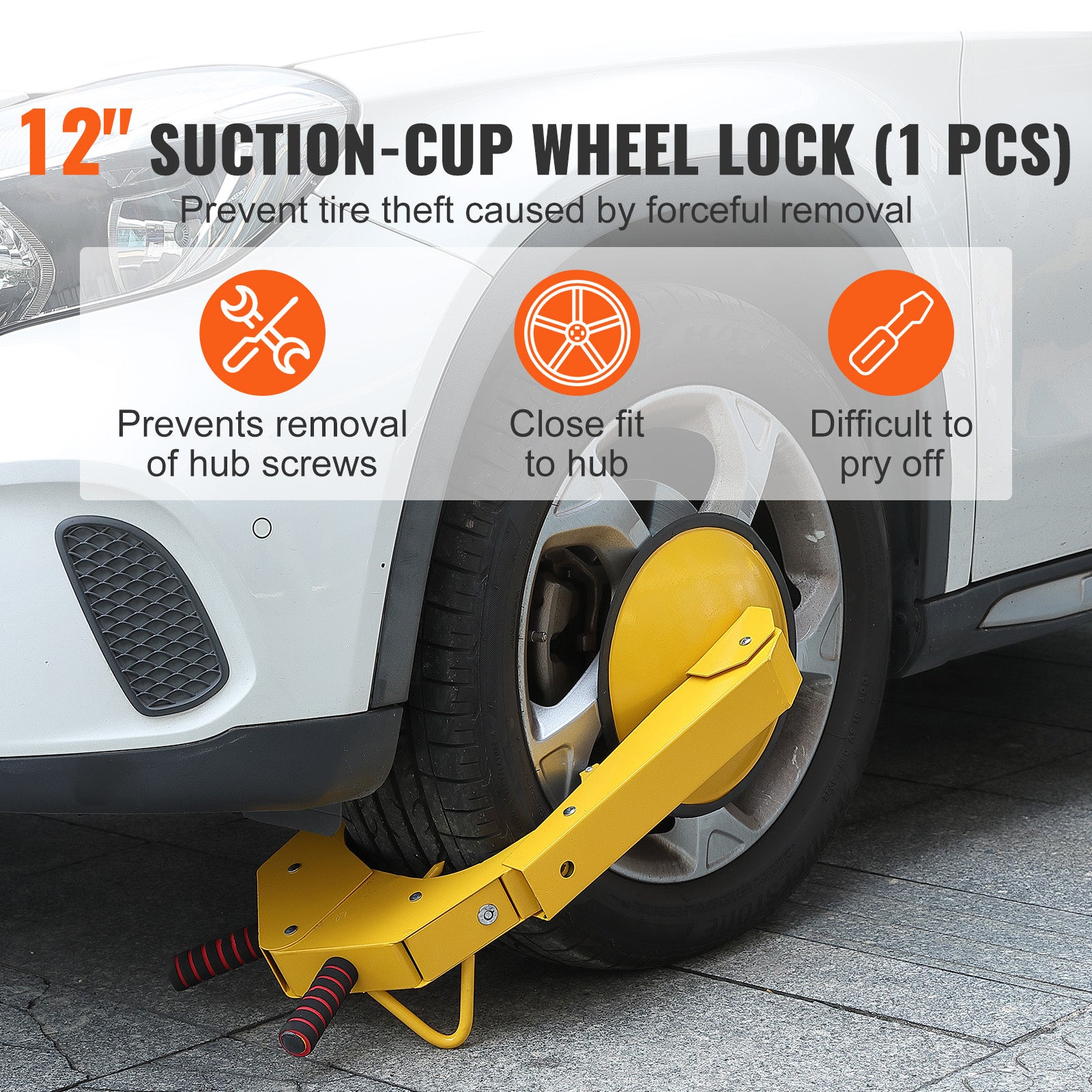 VEVOR Wheel Lock – 1-Pack Trailer Wheel Lock, Heavy-Duty Anti-Theft Tire Lock for RVs, Trailers, Cars, Trucks, SUVs