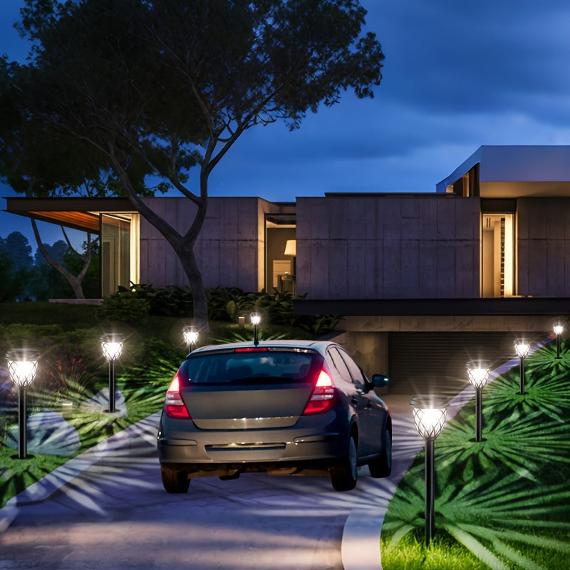 6/10 Pack Solar LED Garden Ground Insert Light - IP44 Waterproof, Creative Cross Grid Design, Durable Polypropylene Material, Easy to Install, Suitable for Garden, Courtyard, Patio, Outdoor and Landscape Lighting