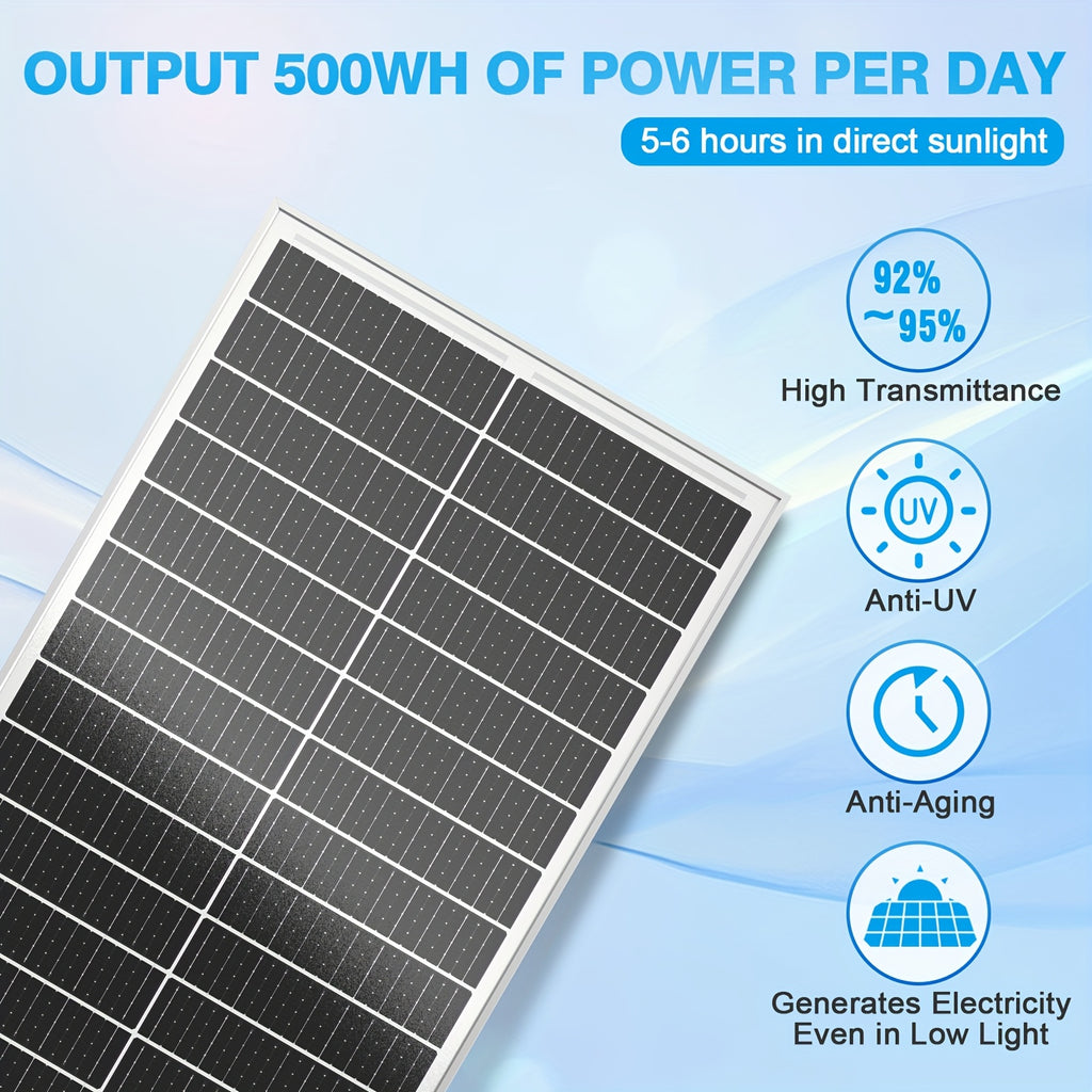 WERCHTAY 100W 太陽能板 12V 單晶硅技術 18BB 細胞 24% 高效率太陽能模組電源充電器，適用於露營車電池、船用、屋頂、農場、家庭、露營、車隊，離網系統