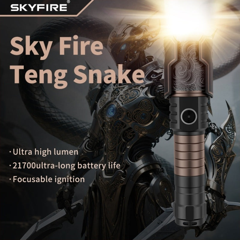 SKYFIRE Mini Flashlight | Ultra-Bright Compact Light | Zoomable | Heat Dissipation | 6-Level Dimmable | Long Battery Life