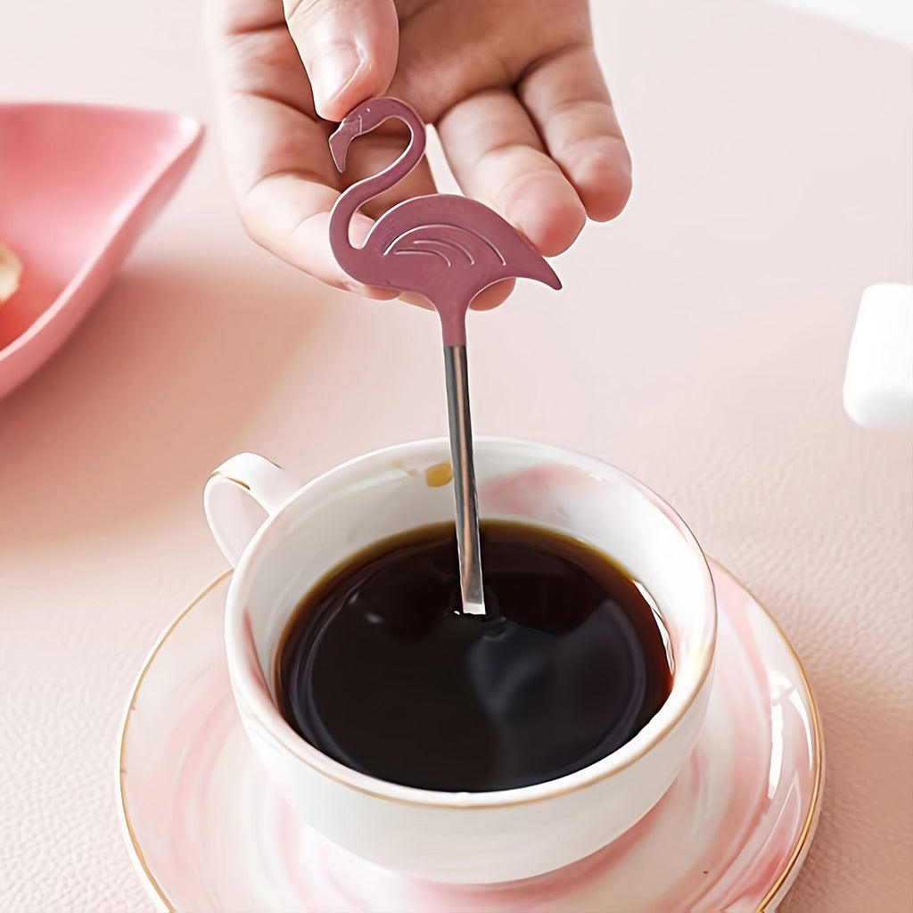 2 Flamingo Spoons, 5.1 Inches, Animal Spoon, Stainless Steel Dessert & Coffee Stirring Spoon, Tea Spoon, Tableware, Kitchen Accessory