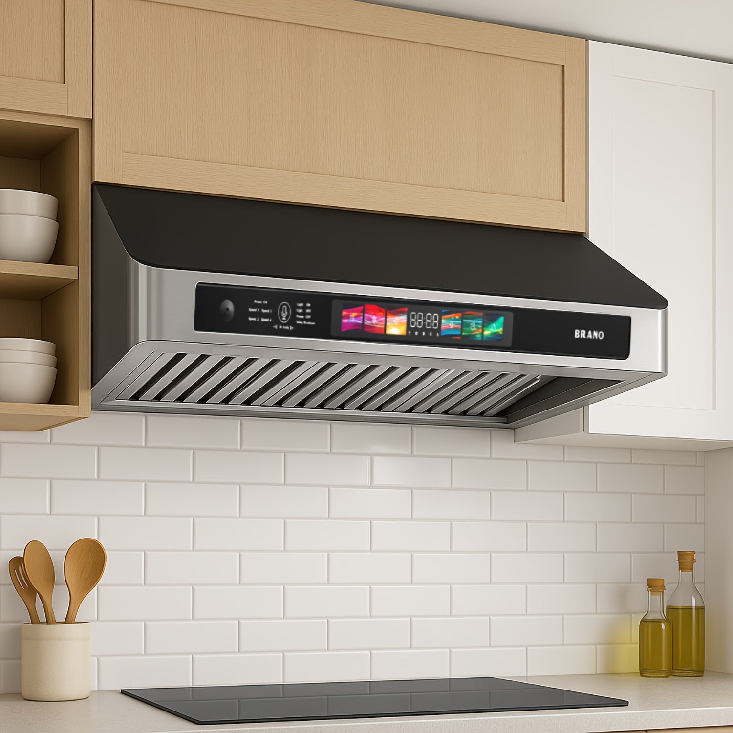 Upgraded 900 CFM Stainless Steel Under-Cabinet Range Hood with Voice/Gesture/Touch Control, Ducted Kitchen Exhaust Fan, 4 Speeds