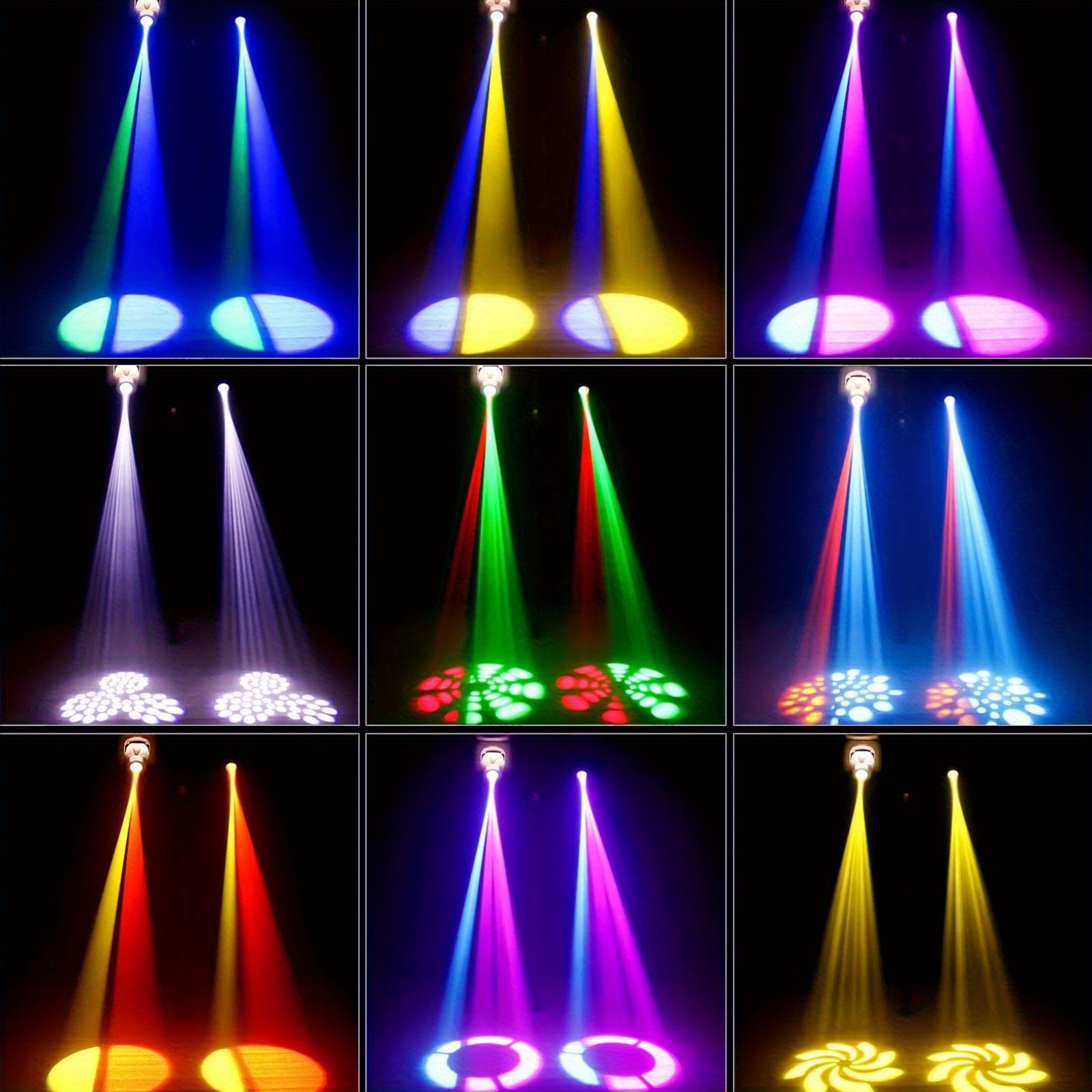 Moving head light 30W DJ lighting stage light, with 8 colors and 8 Gobos spotlights, sound-activated and DMX512 controlled LED strobe light, for disco ball, bars, weddings, parties, Christmas