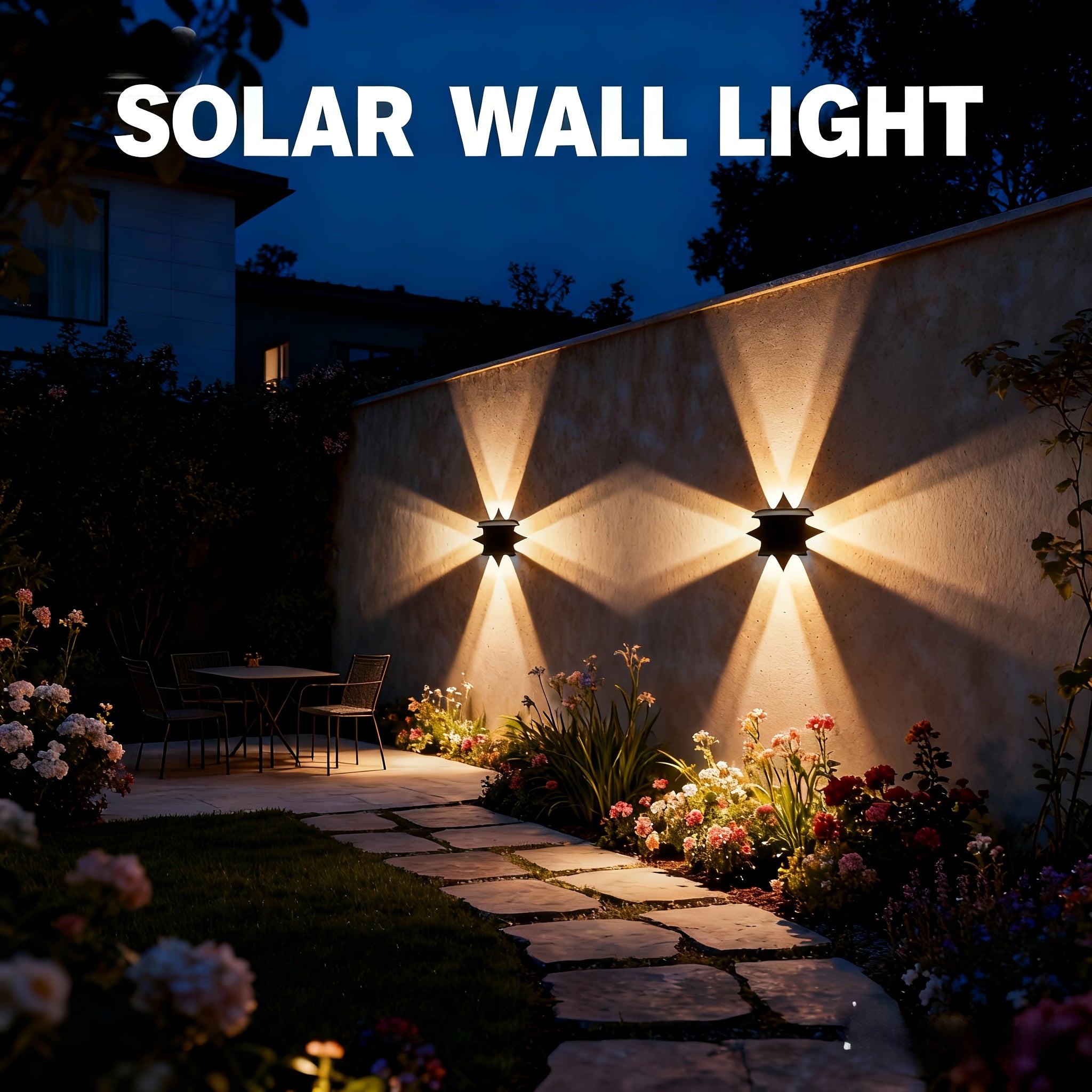 2-Pack Solar Wall Washer Light, 2200mAh Battery, Solar Outdoor Light, Solar Wall Light, Adjustable Solar Panel, 12-Hour Runtime, Suitable for Halloween, Garage, Garden, Porch, Courtyard, Villa Decoration