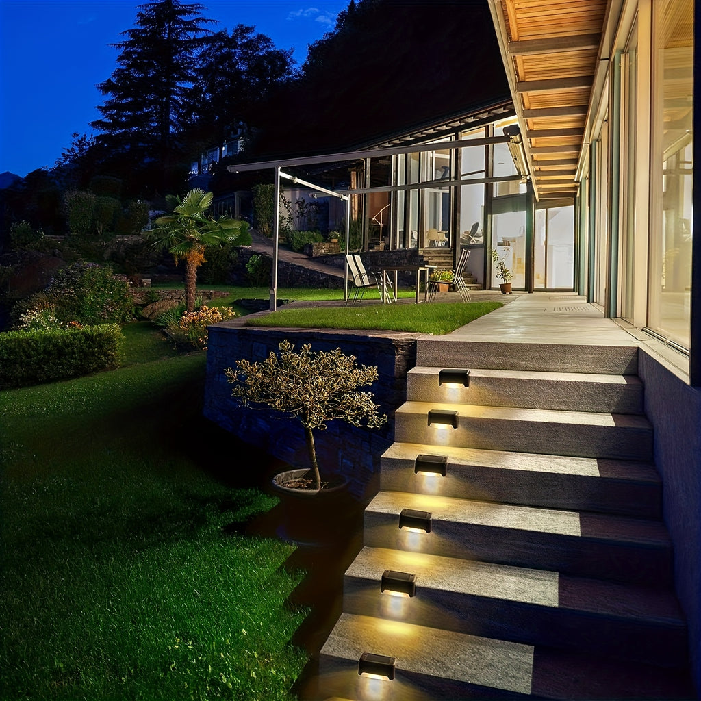 32/16/8/4 Pack Solar Outdoor Courtyard Light - Waterproof LED Warm White Landscape Lighting, Durable Matte Metal Finish, Auto On/Off Solar Light, Perfect for Stairs, Steps, Fences, Courtyards and Pathways, Sturdy Structure