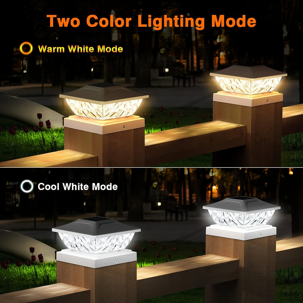 APZZLOXH Outdoor Solar Light - 8-Pack Installation - 12-Pack Installation 2 Types of Solar Fence Lights, Suitable for 4x44.5 X4.55x5 Wood and Vinyl Posts, Solar Deck Light Suitable for Front Porch Patio Decoration, Warm White and Cool White Light