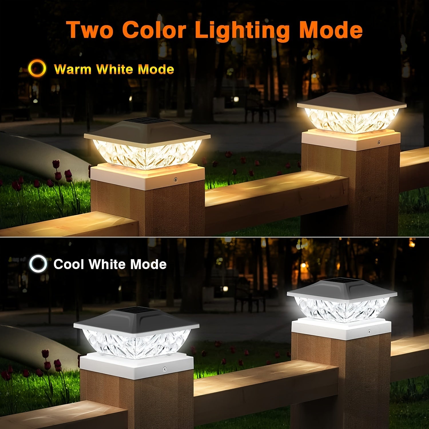 APZZLOXH Outdoor Solar Light - 8-Pack Installation - 12-Pack Installation 2 Types of Solar Fence Lights, Suitable for 4x44.5 X4.55x5 Wood and Vinyl Posts, Solar Deck Light Suitable for Front Porch Patio Decoration, Warm White and Cool White Light