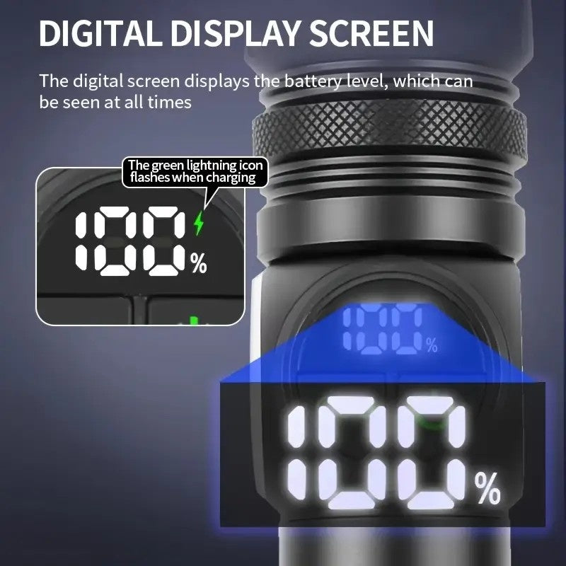 Outdoor Multifunctional Portable Rechargeable Flashlight With Premium Gift Box, Strong Light Strobe & Telescopic Zoom, Magnetic Absorption Flashlight, Ultra Long Endurance, COB Work Light
