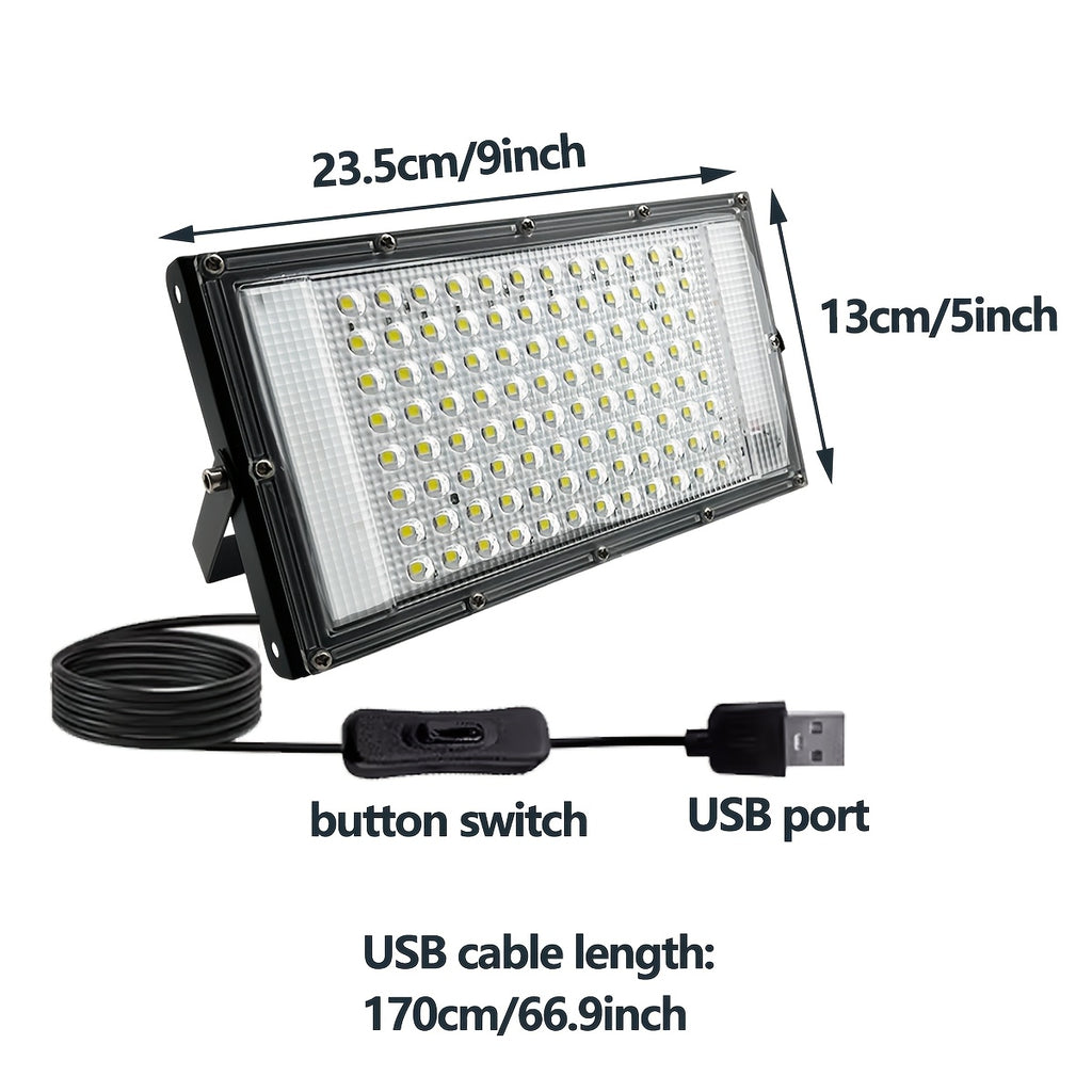 96 LED USB White Flood Light, with Switch and 66.9-Inch Power Cord, Low Voltage 5V, USB Plug, Desktop or Wall Mount, Suitable for Workshop/Warehouse/Studio Desk Office Lighting