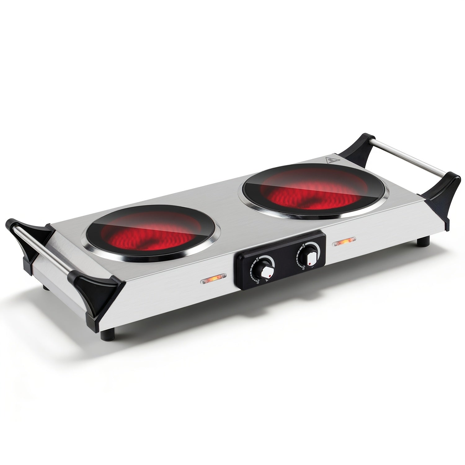 1800W Double Burner Electric Stove with Infrared Ceramic Cooktop, Dual Independent Controls & Cool-Touch Handles – A Portable Hot Plate for Home, Dorm, Camping & RV, Featuring Rapid Heating & Easy-Clean Surface