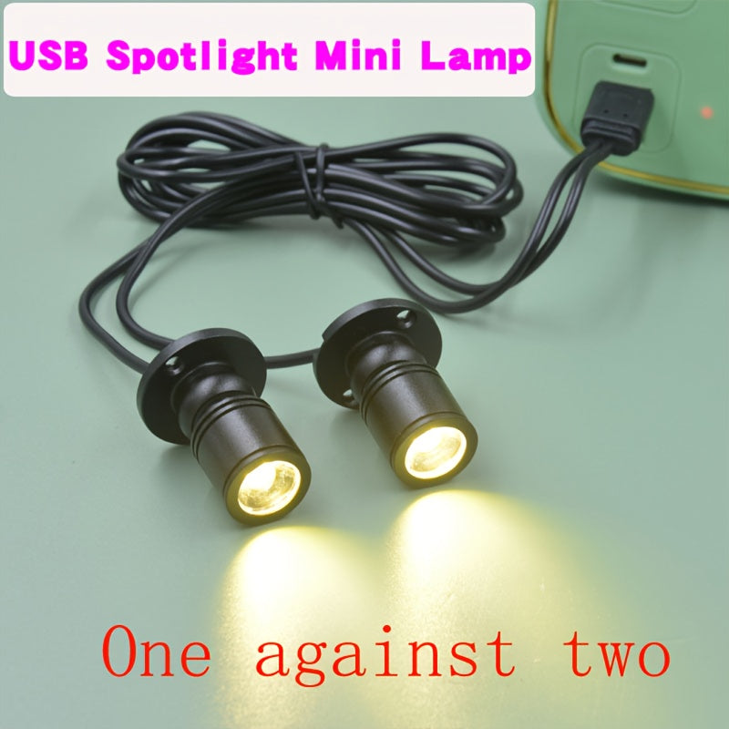USB small spotlight, display cabinet showcase figurine model light, focused ambiance light, surface-mounted adjustable angle spotlight for wine cabinet, bookshelf light one-to-two counter light