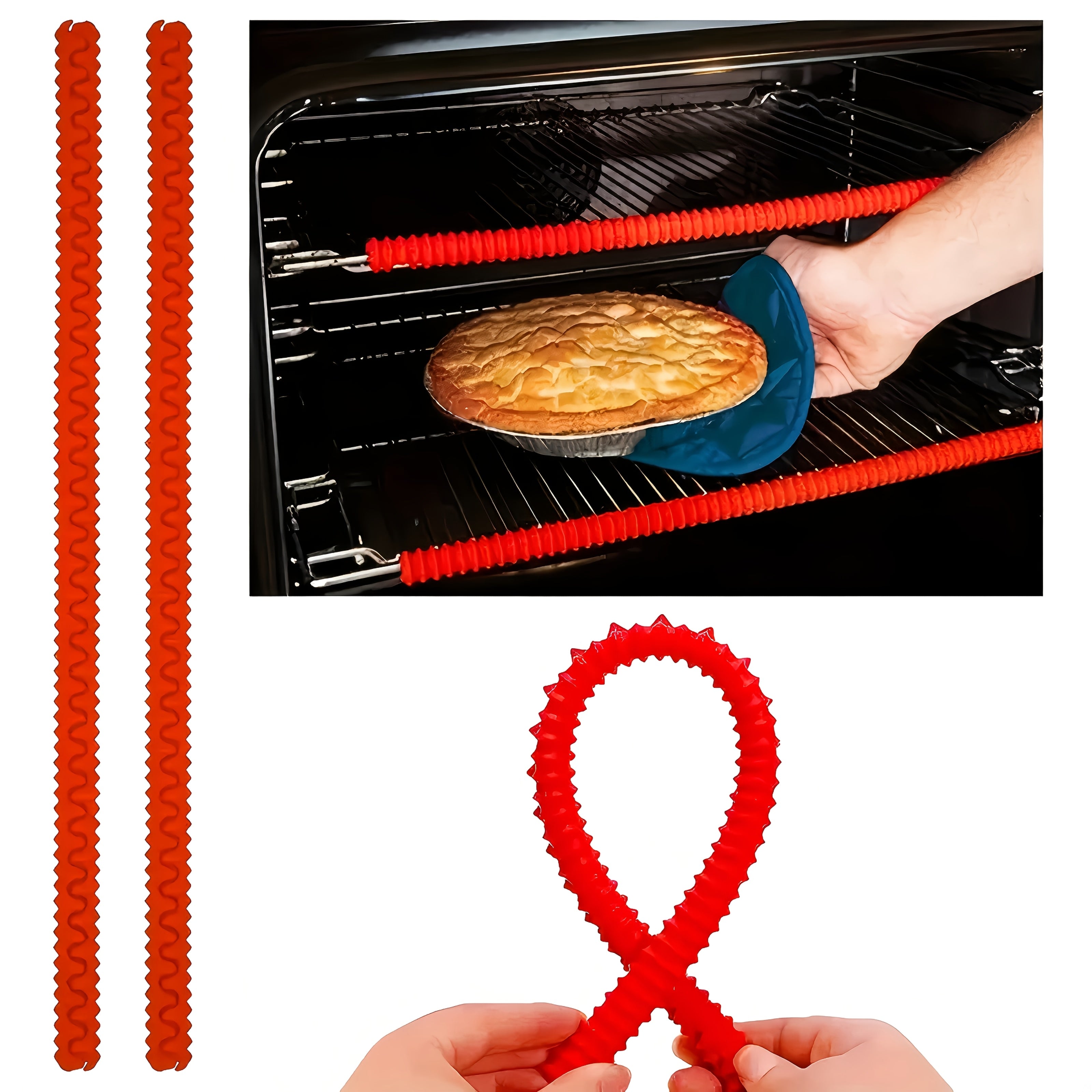 2/3 Pack Silicone Oven Rack Edge Protectors | Heat-Resistant, 14 Inch, Burn Protection, Oven-Safe Kitchen Tool, TIGERPOWER RV Kitchen Stove Enhancement Gear