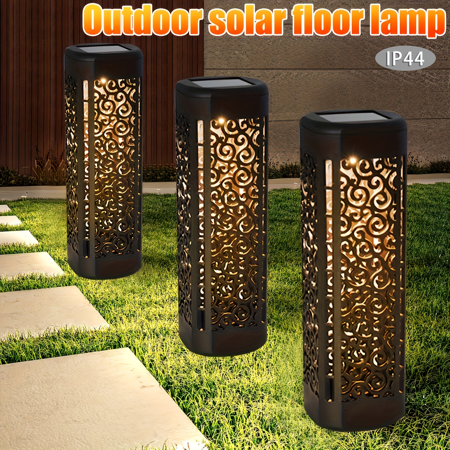 4pcs Solar Garden Vintage Hollow Out Floor Light, Outdoor Path Light, LED Halloween Christmas Decorative Landscape Light, Perfect for Courtyard, Garden, Pathway, Lawn, Street, Party Holiday Decoration