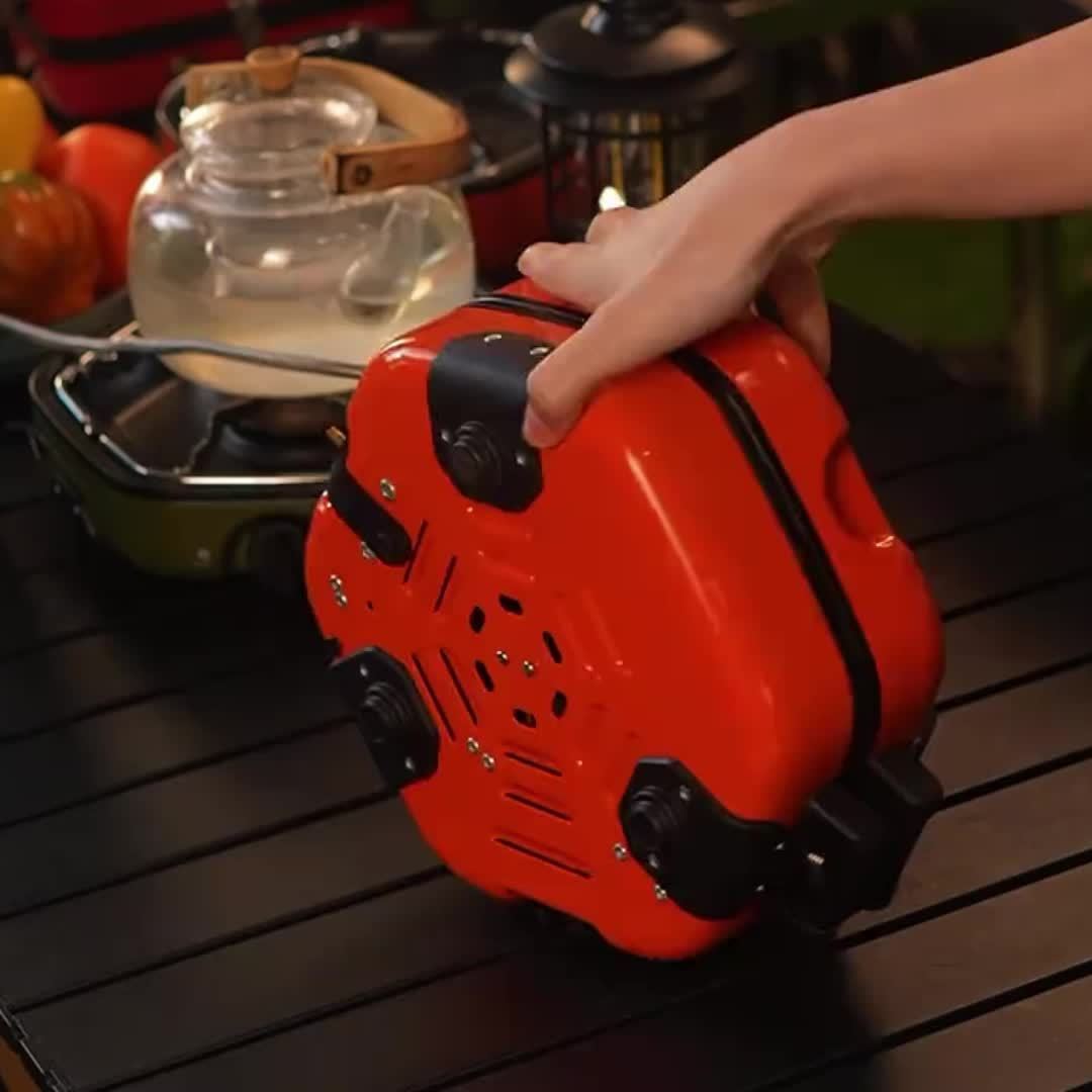 Portable Folding Camping Stove, Dual Burners That Work Simultaneously, Carbon Steel Housing, Built-in Ignition and Flame Control, Ideal for Outdoor Camping, Hiking, Adventure, and More