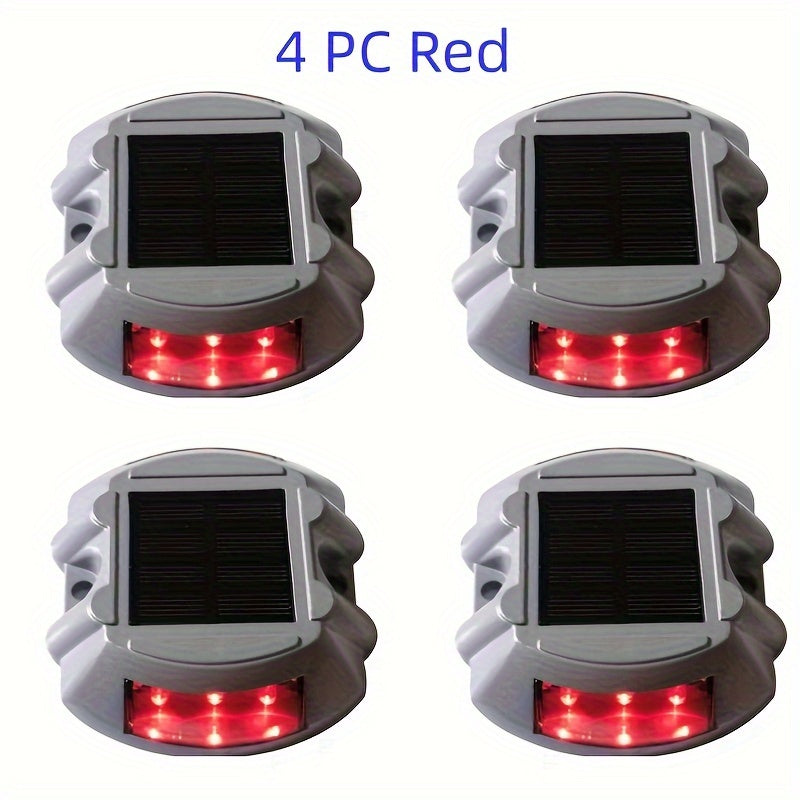 2/4 Pack LED Solar Deck Light, Solar Dock Light, Die-Cast Aluminum, No Switch, Outdoor Warning Walkway Courtyard Path Driveway Light (Blue, White, Yellow, Green, Purple)