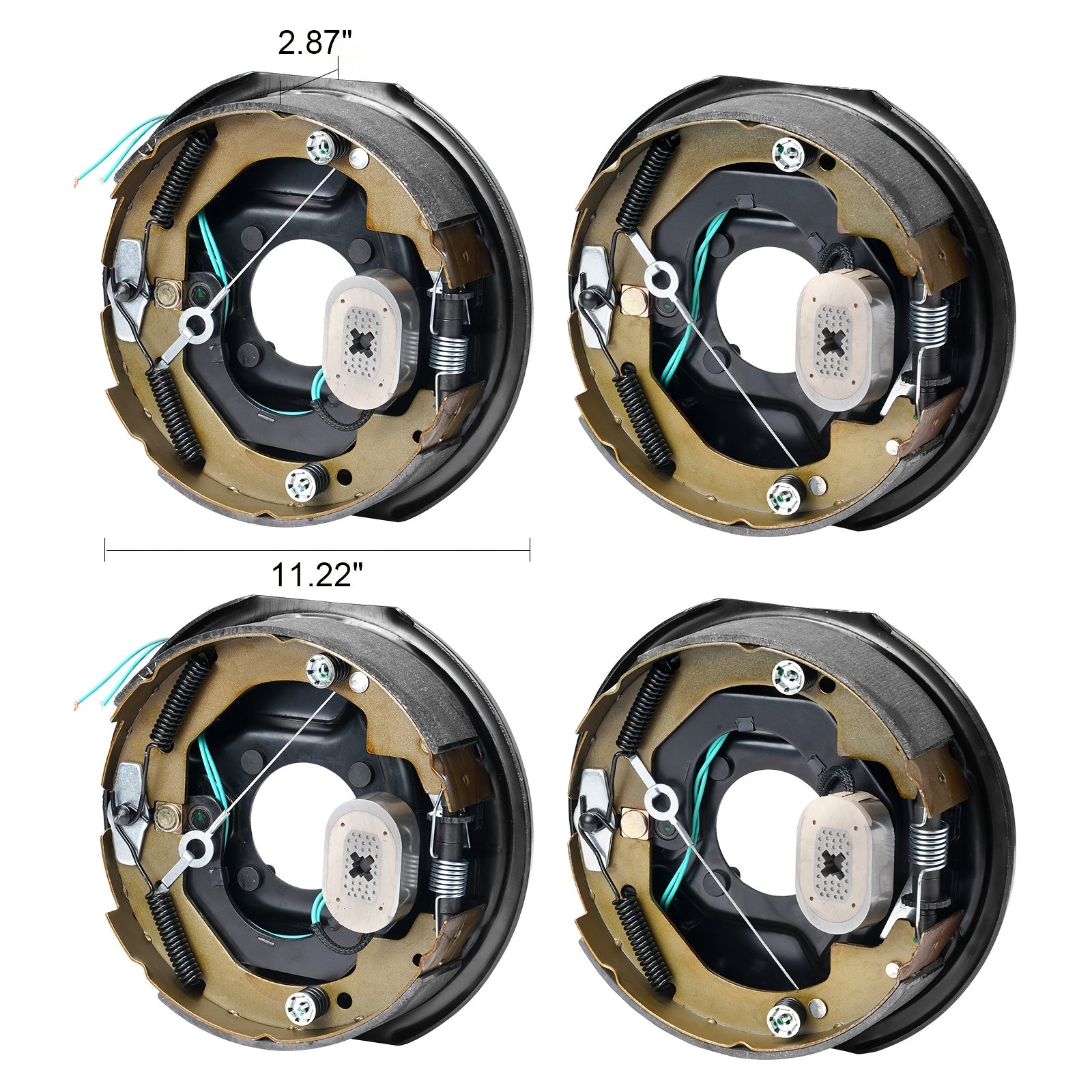 2 Pairs VEVOR Self-Adjusting Electric Trailer Brakes, 10 Inch X 2-1/4 Inch Iron Material, Operating Voltage 36-100V, 3500 Lbs Bearing Capacity, 4-Hole Mount, Replacement Brake System Backing Plate - Room Electrical / Hardwired