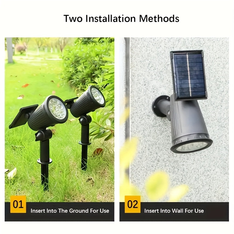 9 LED Solar Spotlight, Color & White Outdoor Garden Lawn Light, Easy Installation, Ideal for Exterior Wall Stair Patio Courtyard Swimming Pool