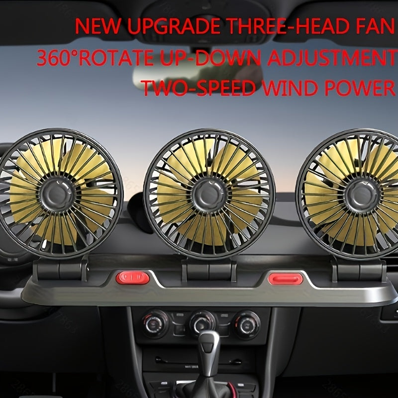 New Upgraded High Air Flow USB Fan, Adjustable Up and Down, Three-Headed Yellow Fan Blades, Fast Cooling Effect