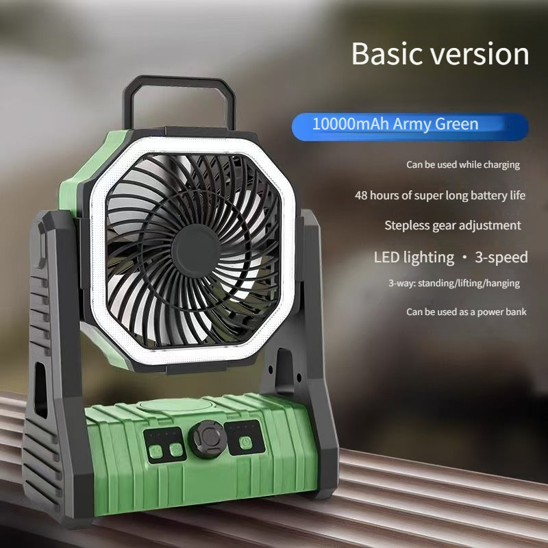 New Wireless Portable Stepless Speed Outdoor Camping Fan, Handheld Hiking Fan, Lightweight Mini Desktop Fan, Long Endurance LED Lighting Fan Lamp, Dorm Night Light, Invertible Hanging Fan Light for Fishing Camping Tent
