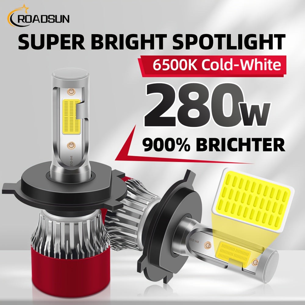 2-Pack Super Bright LED Headlight or Fog Light Bulbs, Compatible with H1, H7, H11, 9005/HB3, 9006/HB4, 9007, H13 Sockets. COB Chip Technology, 800% Brightness Increase, Easy Plug-and-Play Installation