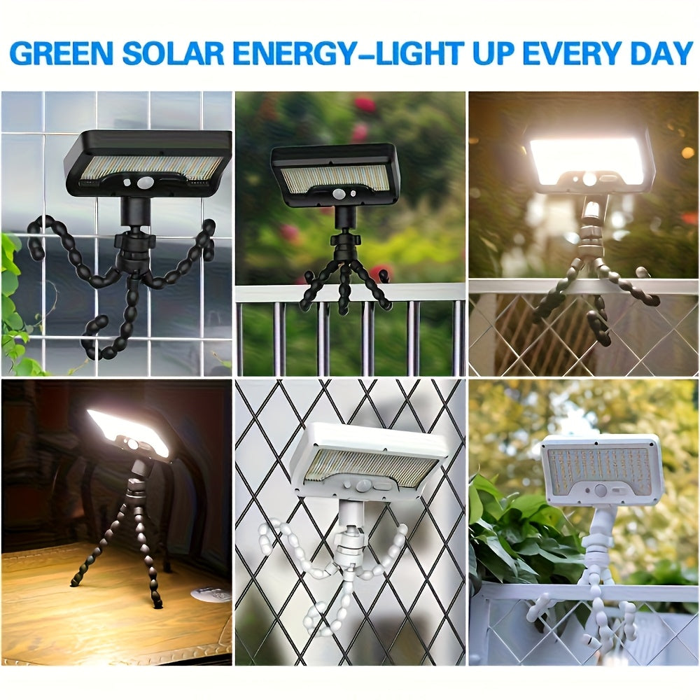 2PCS Commercial Street Solar Motion Sensor Light, Solar Wall Light with Foldable Flexible Bracket, 92LED Street Light, 3 Modes Auto On/Off, Security Lighting for Outdoor Tree Branches, Tents, Camping, Tables, Walls, Streets, Gardens