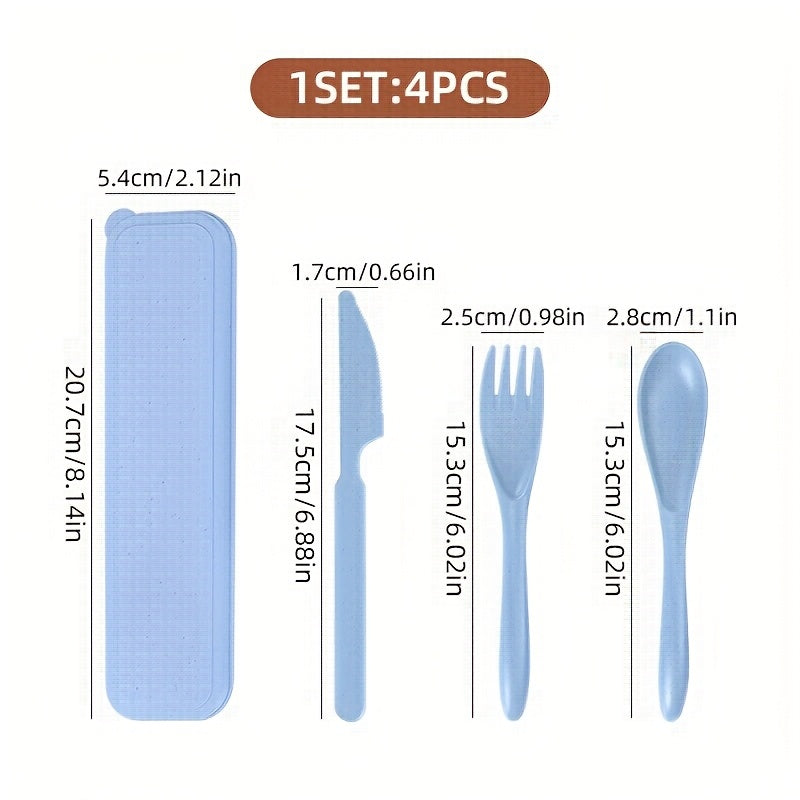 1 Set Outdoor Cutlery Set – Portable Spoon, Fork & Knife with Storage Case – Reusable Camping Utensil Set – Perfect for Work, School, Travel & Picnics