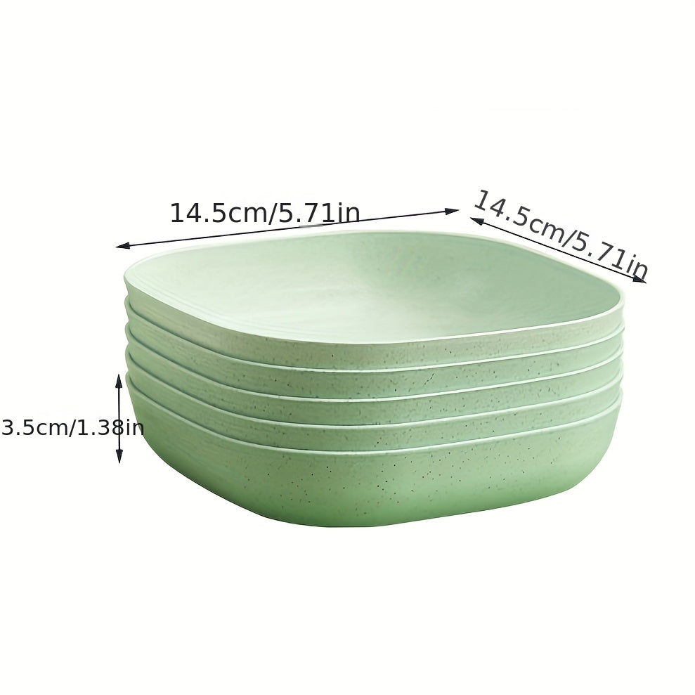 4/5Pcs Square Deepened Plates, Thickened Lightweight Dinner Plates, Microwave Safe & Dishwasher Washable, Easy Clean Stackable Shatterproof Tableware, Ideal for Fruit Salad Dessert Party Camping & Back to School