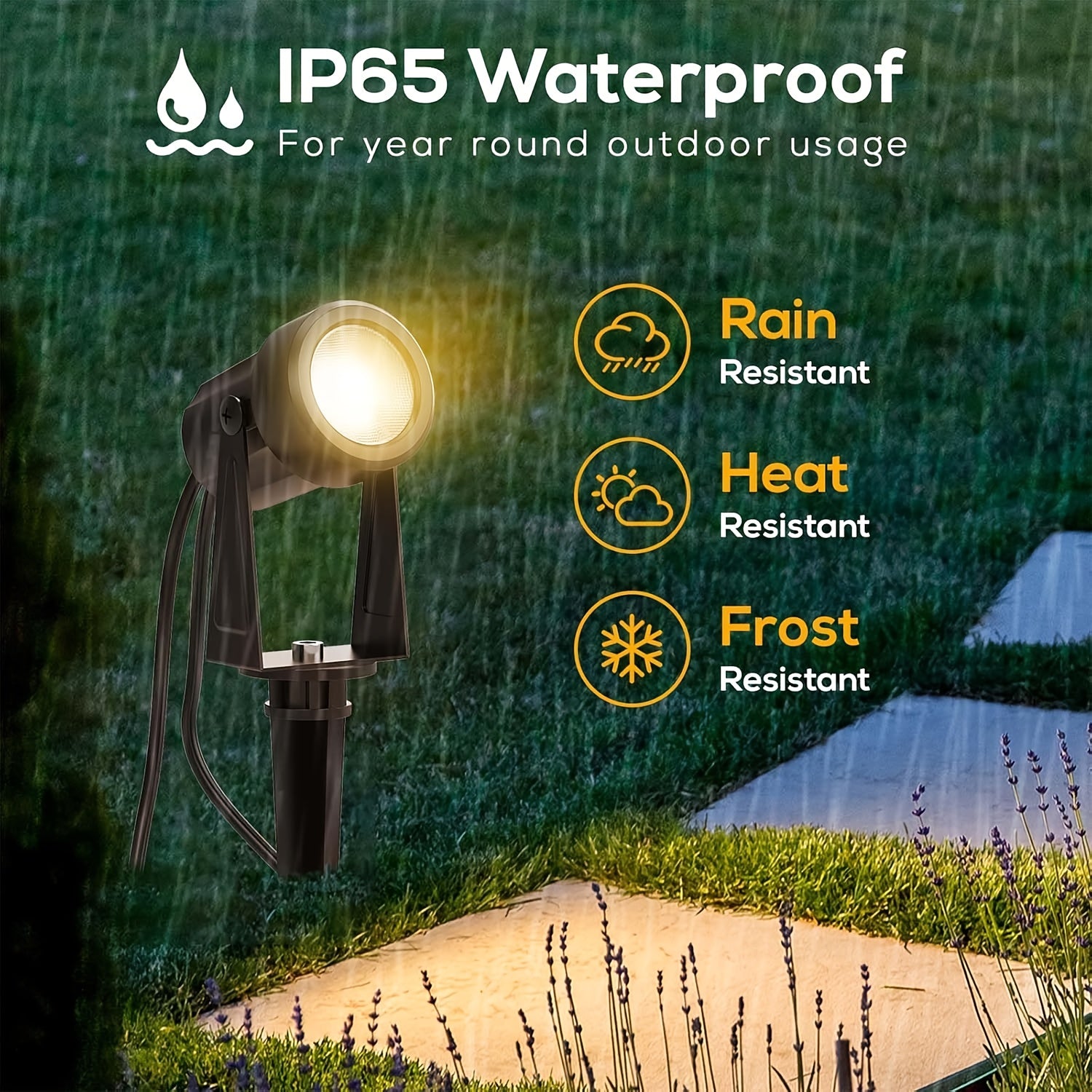 Outdoor landscape lighting low voltage LED spotlight, available in 4, 6, 8 or 10-pack, with transformer, exquisite design, warm white light color temperature 2700K, very suitable for courtyards, gardens and lawns