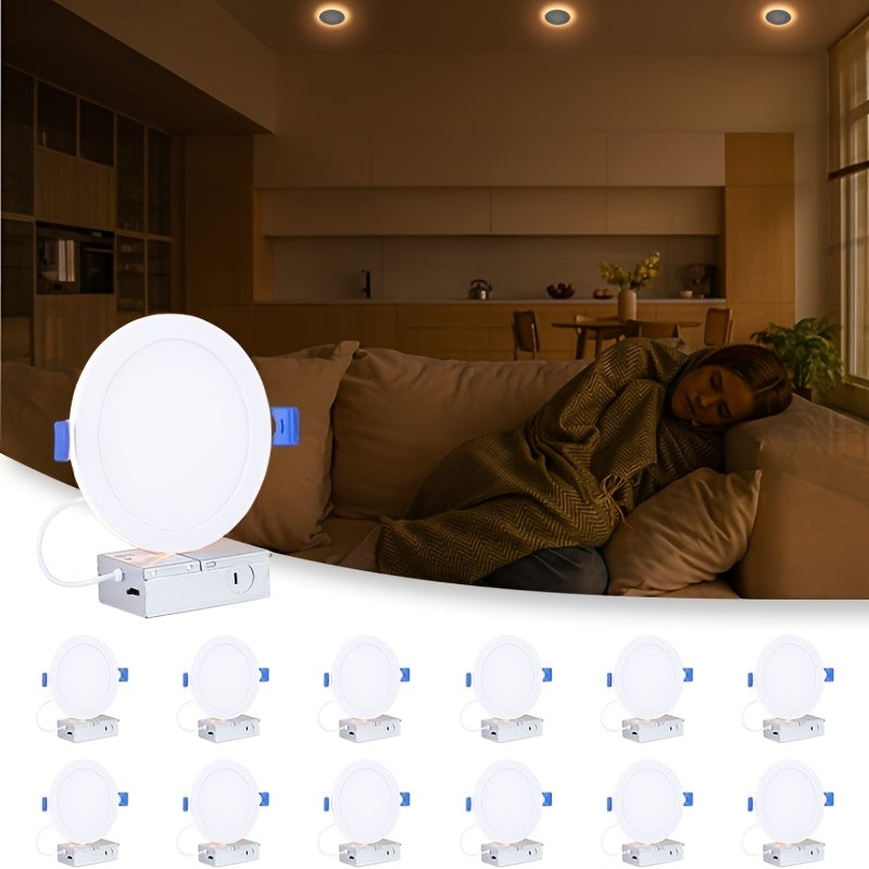 Saiweisen 6/12/16-Pack 6-Inch LED Recessed Light Fixture with Night Light, Dimmable & 5CCT Selectable Lumiere Ceiling Light 12W 1050 Lumens ETL Certified