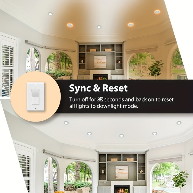 CyvSun 2/6/8-pack recessed downlight LED 4-inch ultra-thin downlight with night light, dimmable & 5 color temperatures selectable Lumiere ceiling light panel light 9 watt 750 lumens ETL certified suitable for living room, kitchen, hallway and bedroom