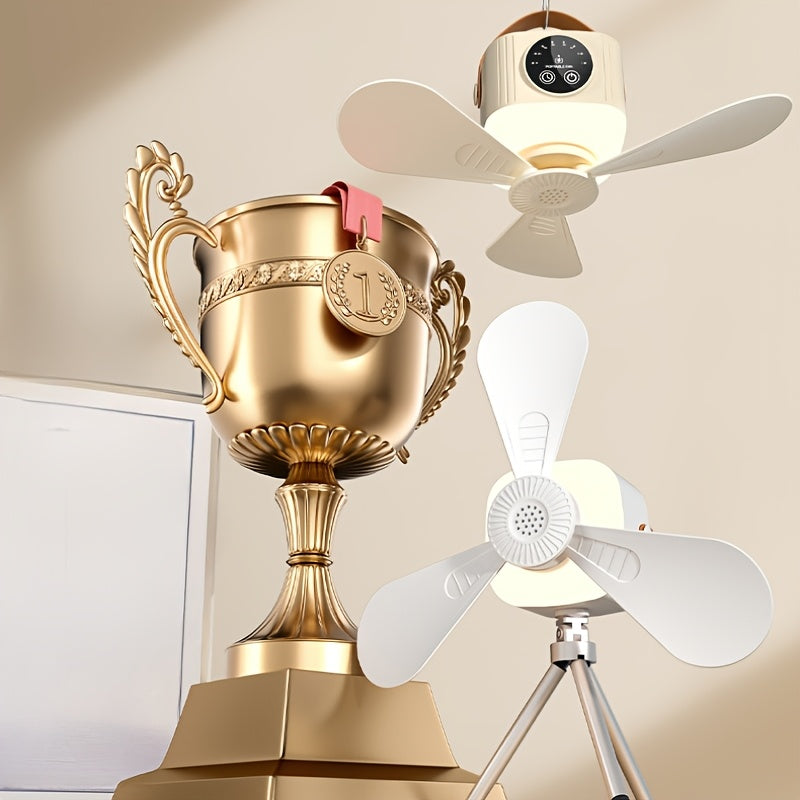 USB Small Ceiling Fan for Dorm, Bed & Mosquito Net, Silent High-Wind with Night Light, Portable Outdoor Camping Fan, Multifunctional LED Ceiling Fan with Light