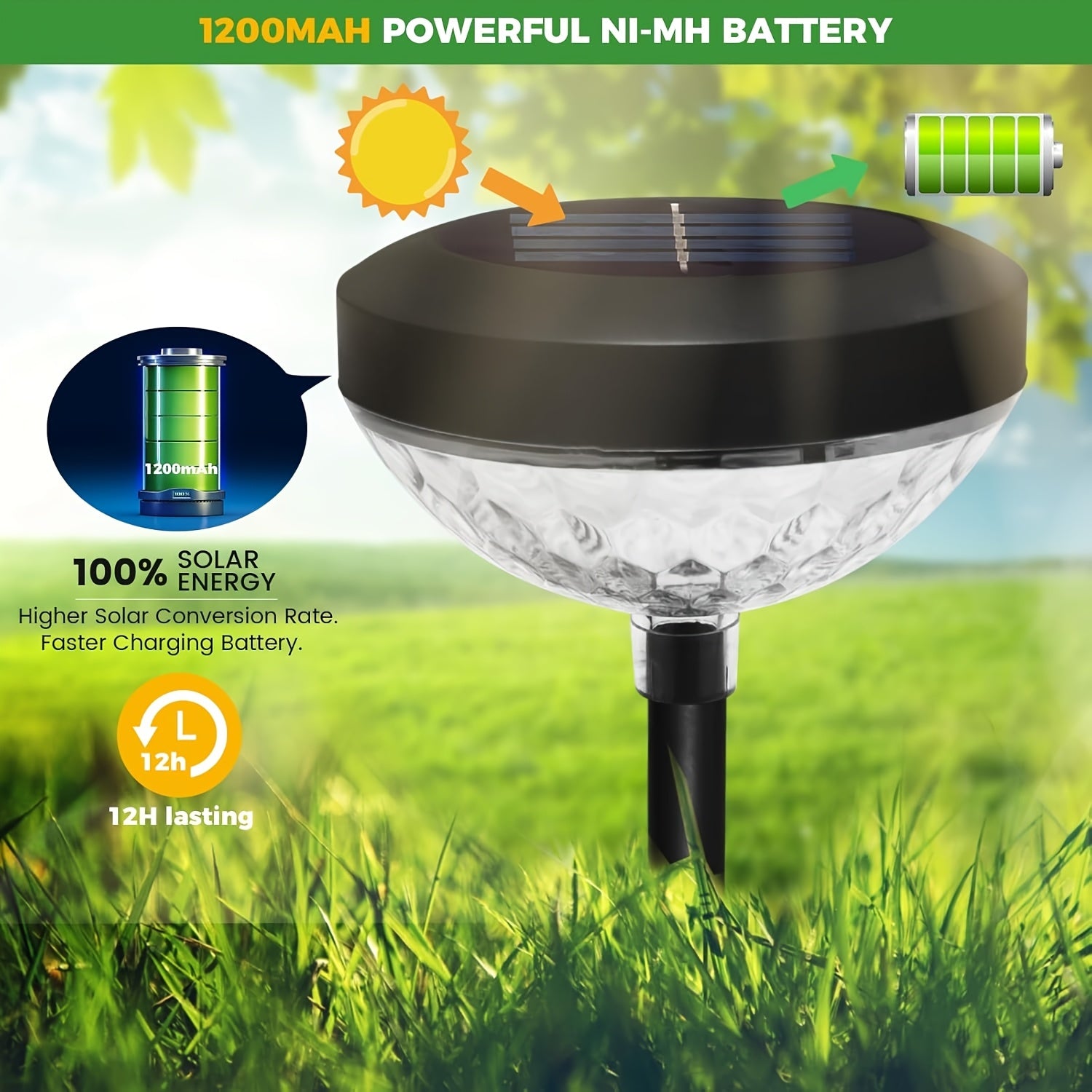 6-Piece Outdoor Solar Light, Bright LED Lighting, IP44 Waterproof, Smart Light Sensor (Color Light / Warm Light 2-in-1), Suitable for Courtyard, Garden, Lawn, Path, Walkway, Christmas Landscape Lighting and Outdoor Lighting, Christmas Gift
