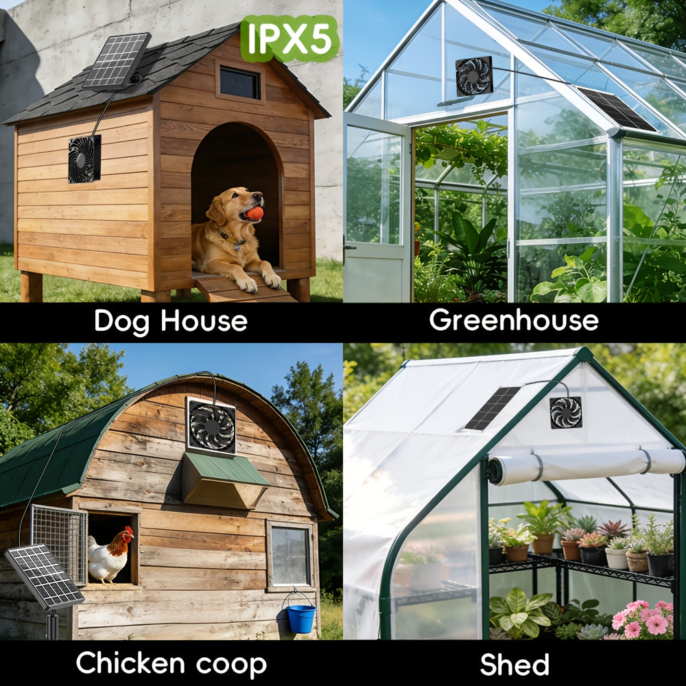 Solar Fan Kit, 7/10W DC Fan, Suitable for Small Chicken Coop, Greenhouse, Shed, Pet House and Window Ventilation Exhaust