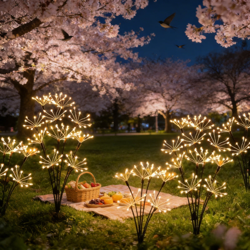 60 LED Warm Light Solar Firework Light, Specialized for Courtyard and Pathway Lighting, Garden Landscape Decoration Essential, Suitable for Outdoor Use, with Auto On/Off and Swaying Firework Design, Perfect for Illuminating Gardens