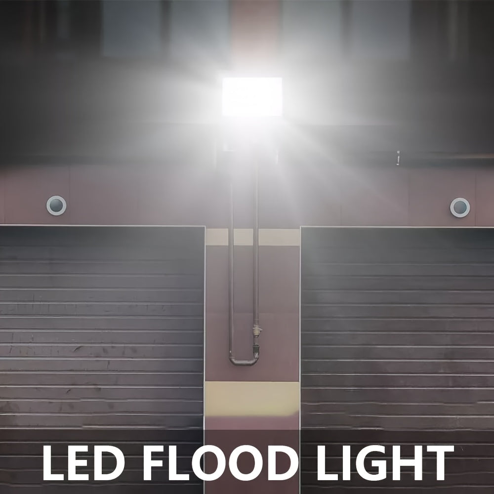 4-pack 100W LED floodlight waterproof outdoor safety lighting wall-mounted metal and glass external work light, with mounting hardware, compatible detachable cord connection luminaire