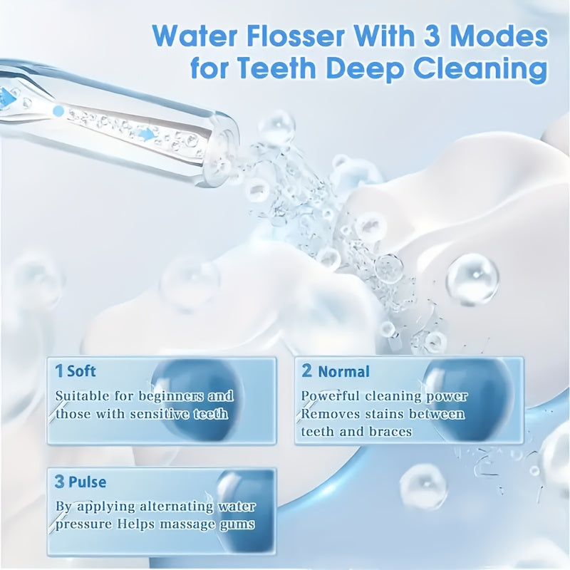 便携式USB水牙线（口腔冲洗器）适用于牙齿与牙龈护理——USB充电牙科设备，旅行家用两便，兼容多种设备（无需复杂设置），IP67防水等级