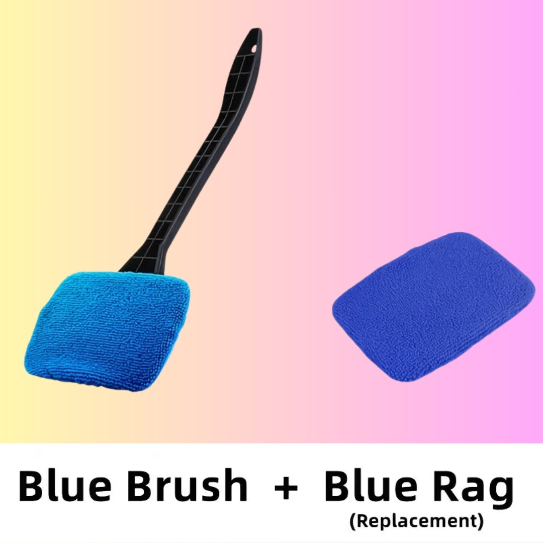 Car Windshield Cleaning Brush Anti-Fog Squeegee, 1 Handle with 3 Cloth Pads Window Cleaning Tool, Suitable for Car Glass, Bathroom Mirrors, Household Use