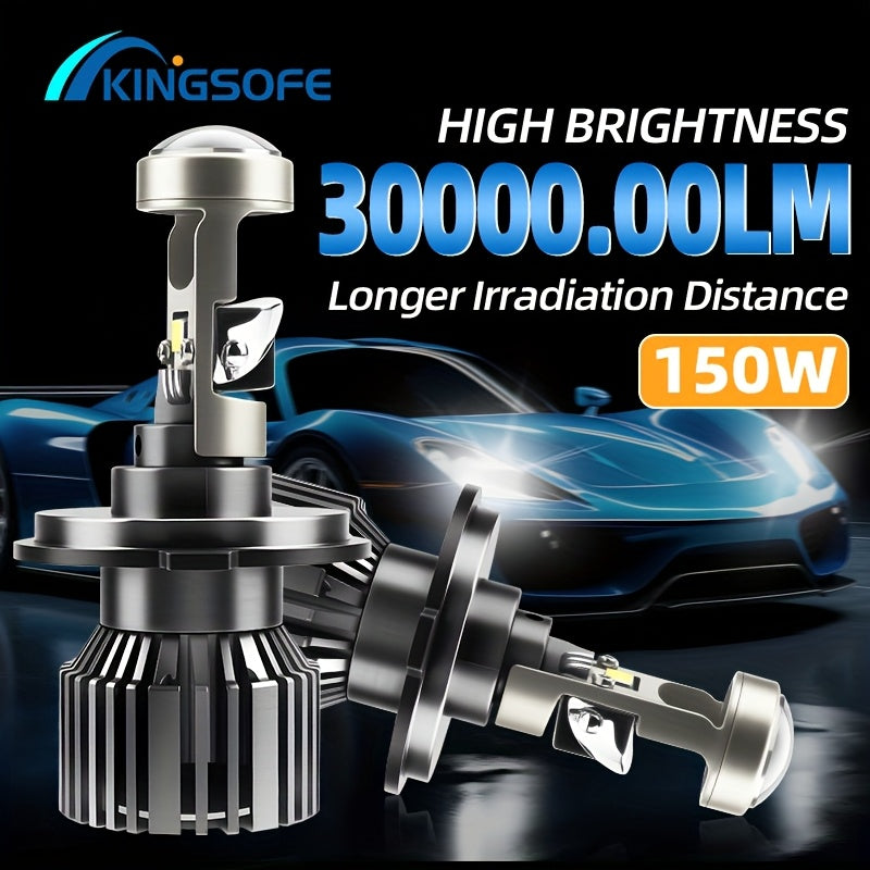 2 Projector Lens 9005/HB3 9006/HB4 H7 H11 Car Bulbs H4 High/Low Beam Integrated 6000K Brighter White Light, Wireless Car Lighting Plug-and-Play No Battery Needed