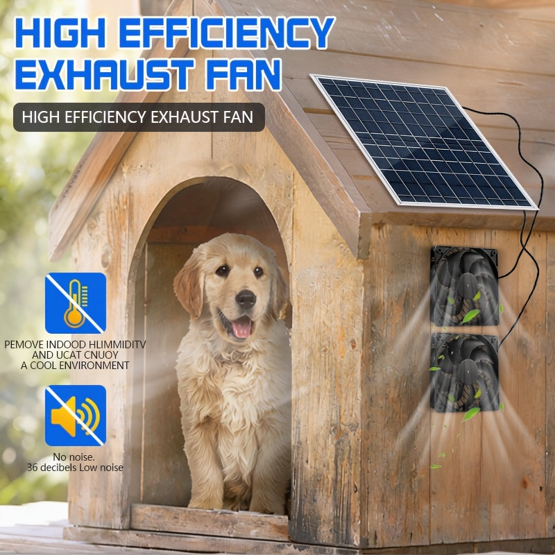 10W Solar Exhaust Fan Set, Dual Fan Design, Detachable Solar Panel, Battery-Free Operation, Low Noise Bidirectional Ventilation System, Ideal for RV, Chicken Coop, Greenhouse, Shed, Pet House, Window Ventilation and Cooling