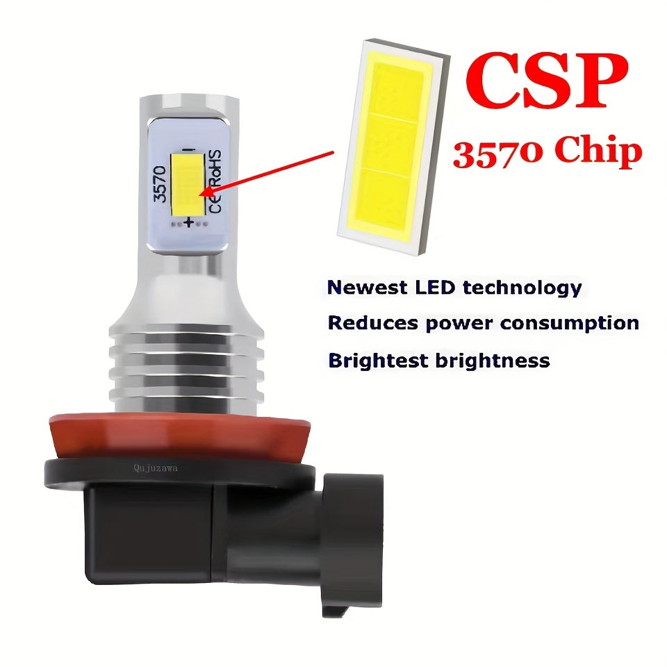 2-Pack H8 H9 H11 H16 LED Car Headlight Fog Light 6000K White 12V High/Low Beam Bulb Super Bright Driving Light, No Battery Included