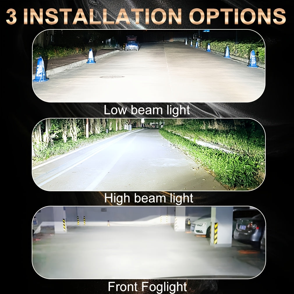 2-Pack H3 LED Headlight Bulbs Canbus System Compatible High Beam 6000K White Light Car LED Fog Light Driving Light 12V Mini Design Suitable for Car Headlight Driving Illumination