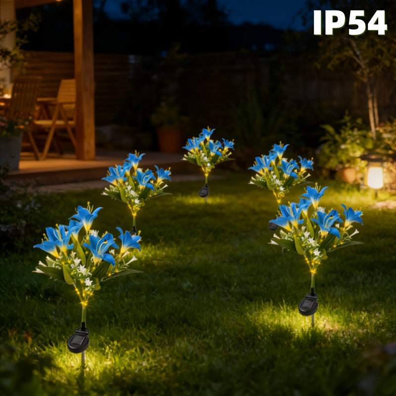 Solar 7-Head Lily LED Garden Light, Realistic Lily Bouquet Shape, Wrapped String Light, Suitable for Outdoor Path, Lawn or Courtyard Decoration, Birthday Party and Wedding Decoration