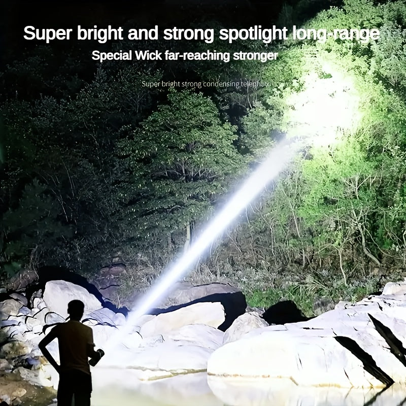 Philips High-Power Zoomable Direct-Charging Flashlight, High-Lumen Tactical Torch, 5 Modes: Strong Light/Weak Light/Strobe/SOS/Brightness Adjustment, Long-Lasting Battery, Ideal for Camping, Daily Use