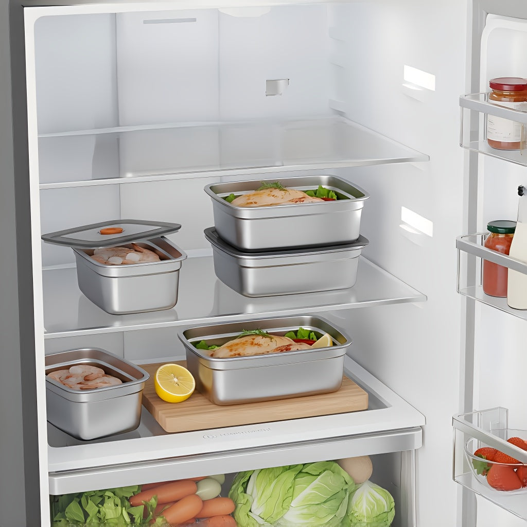 5-Piece Stainless Steel Airtight Food Storage Container Set | Leak-Proof Lunch Box for Office, Gym, Freezer | Meal Prep, Camping & Picnic Premium Choice